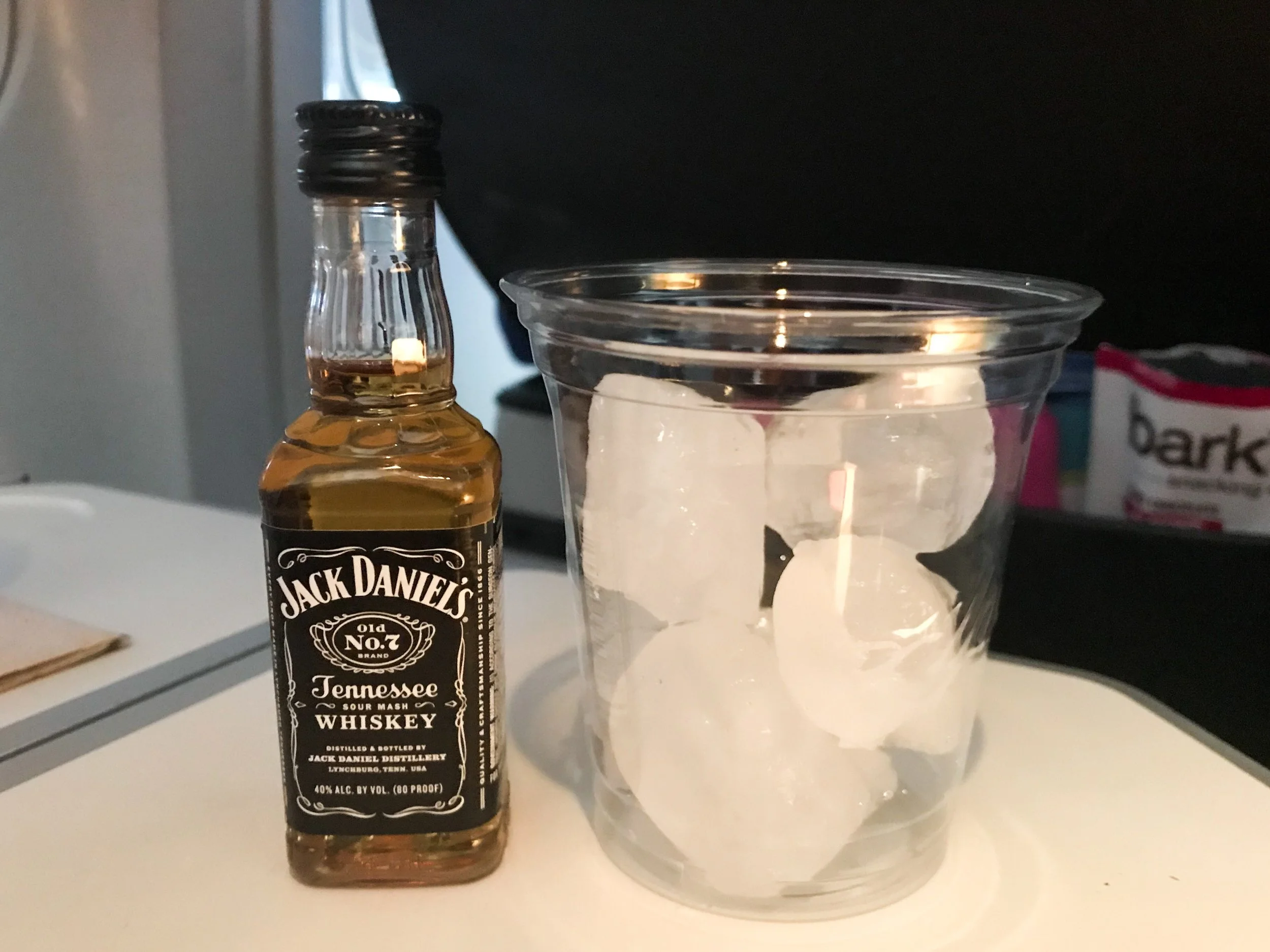 The flight attendants came around a second time about 2 hours into the flight for a second drink service.