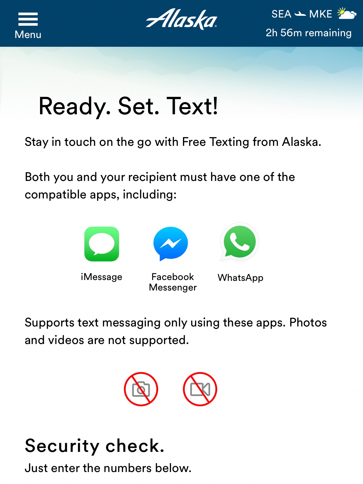 Alaska has joined Delta and Southwest in offering free texting while inflight.