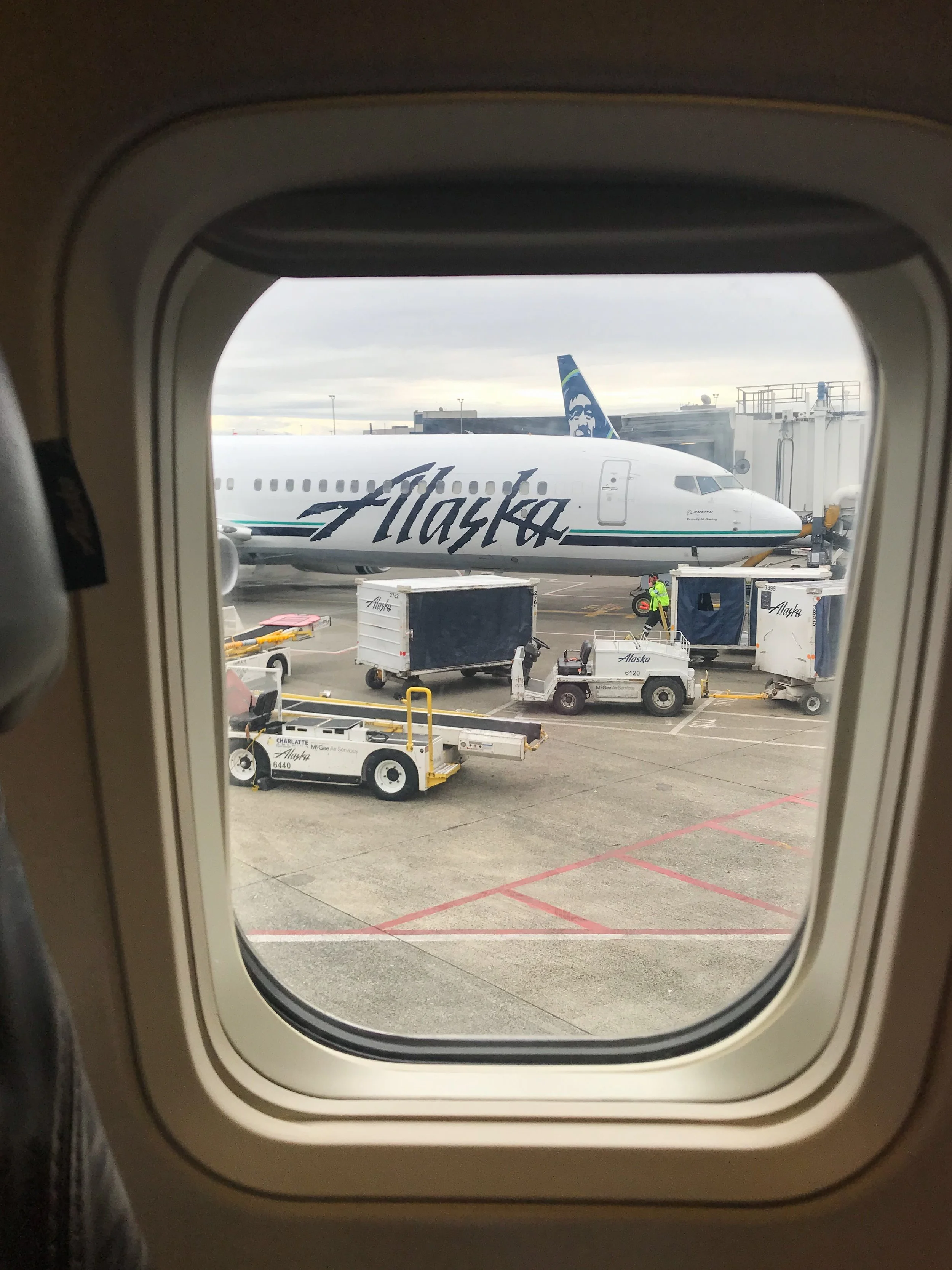 Parked next to another Alaska 737 wearing the old livery in Seattle.