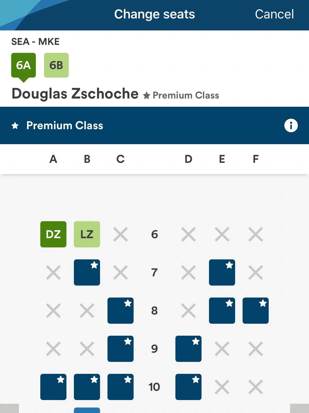 I was able to snag the seats immediately behind First Class.