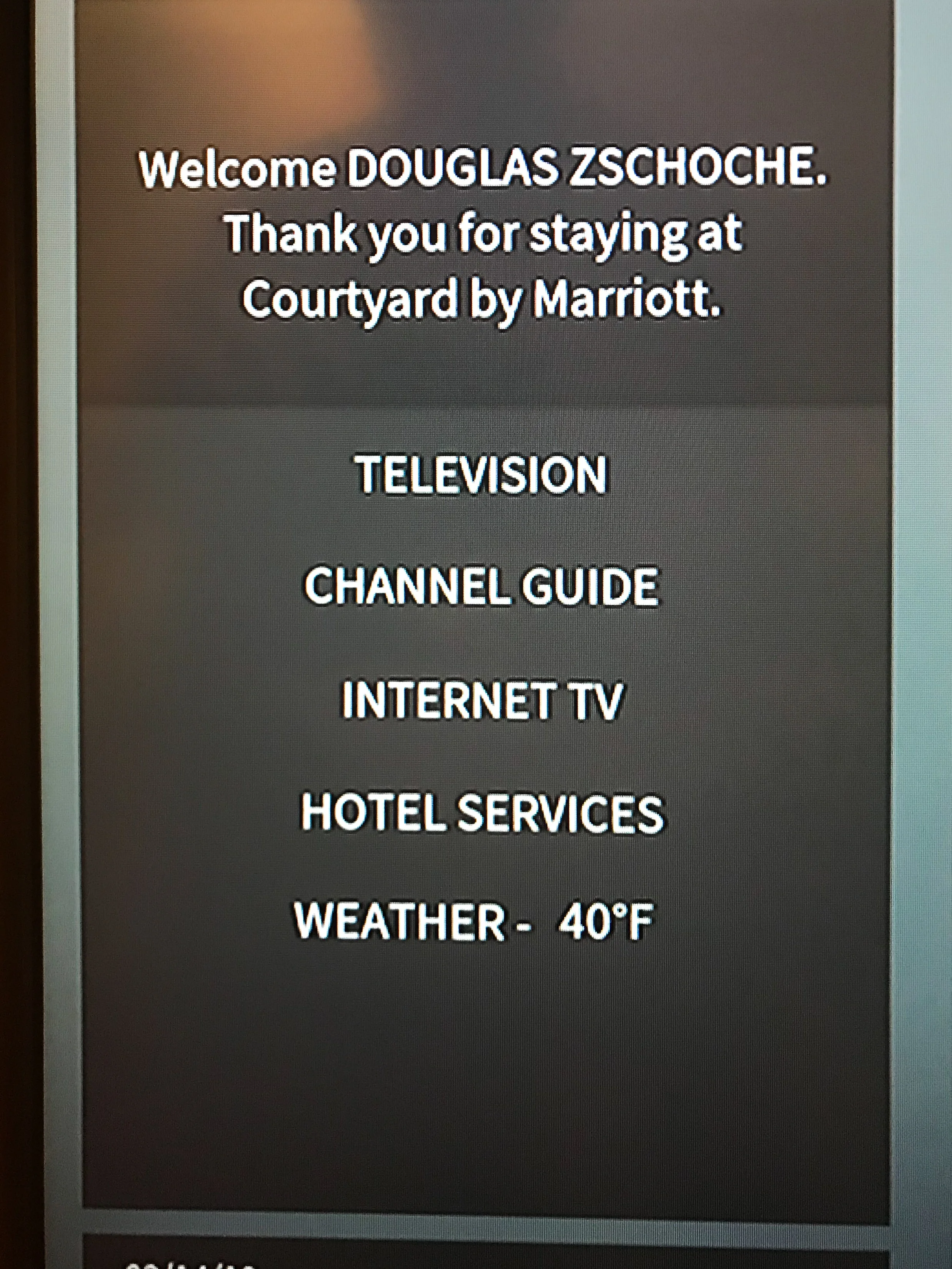 A nice welcome message on the TV.