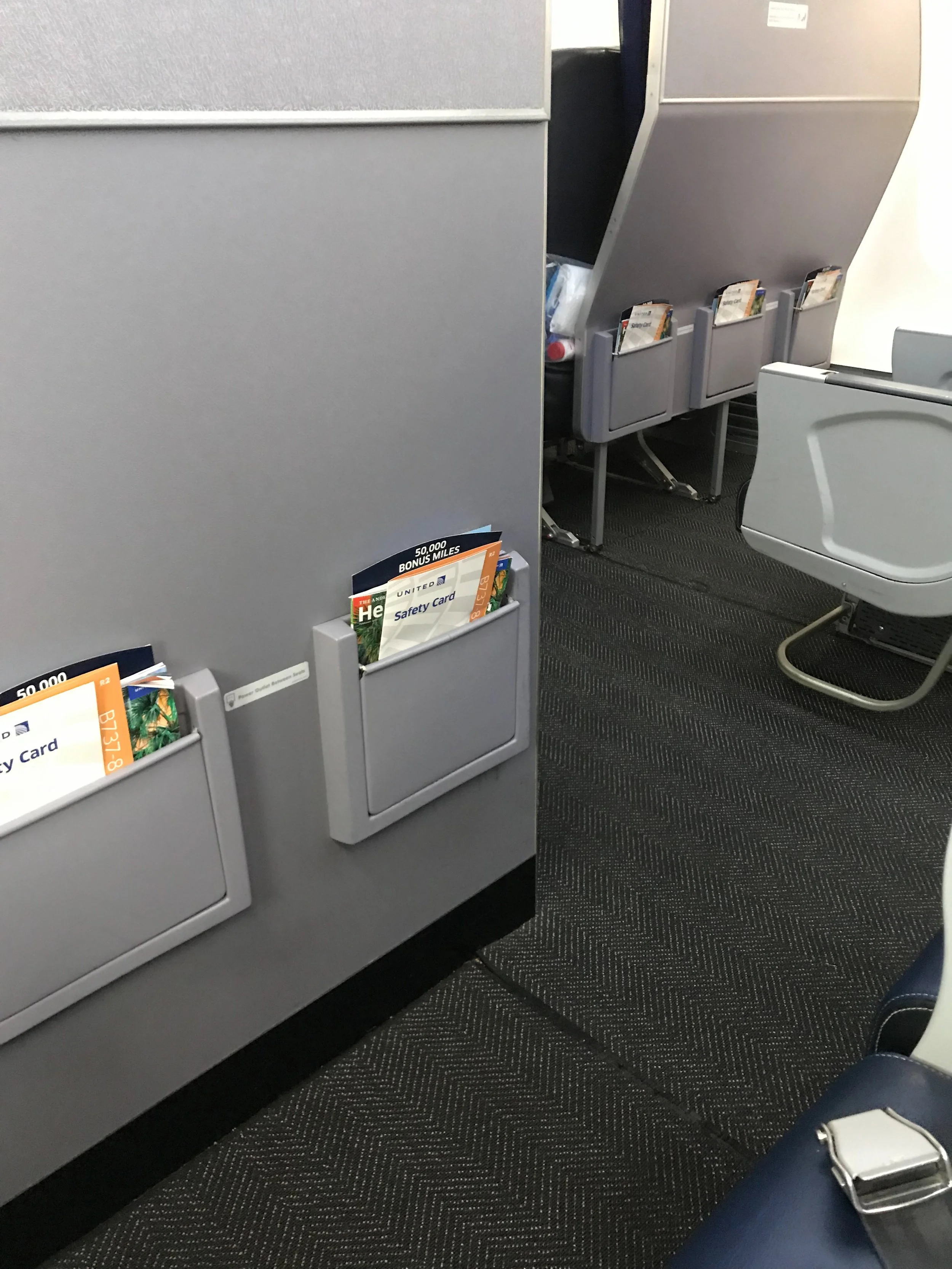 Seats in Row 8 do not have under-seat stowage.