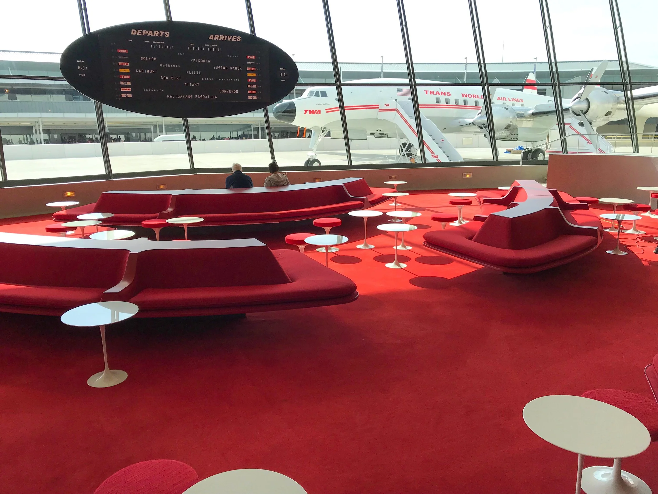 Connie, the restored Lockheed Constellation rests just outside the main lobby windows.