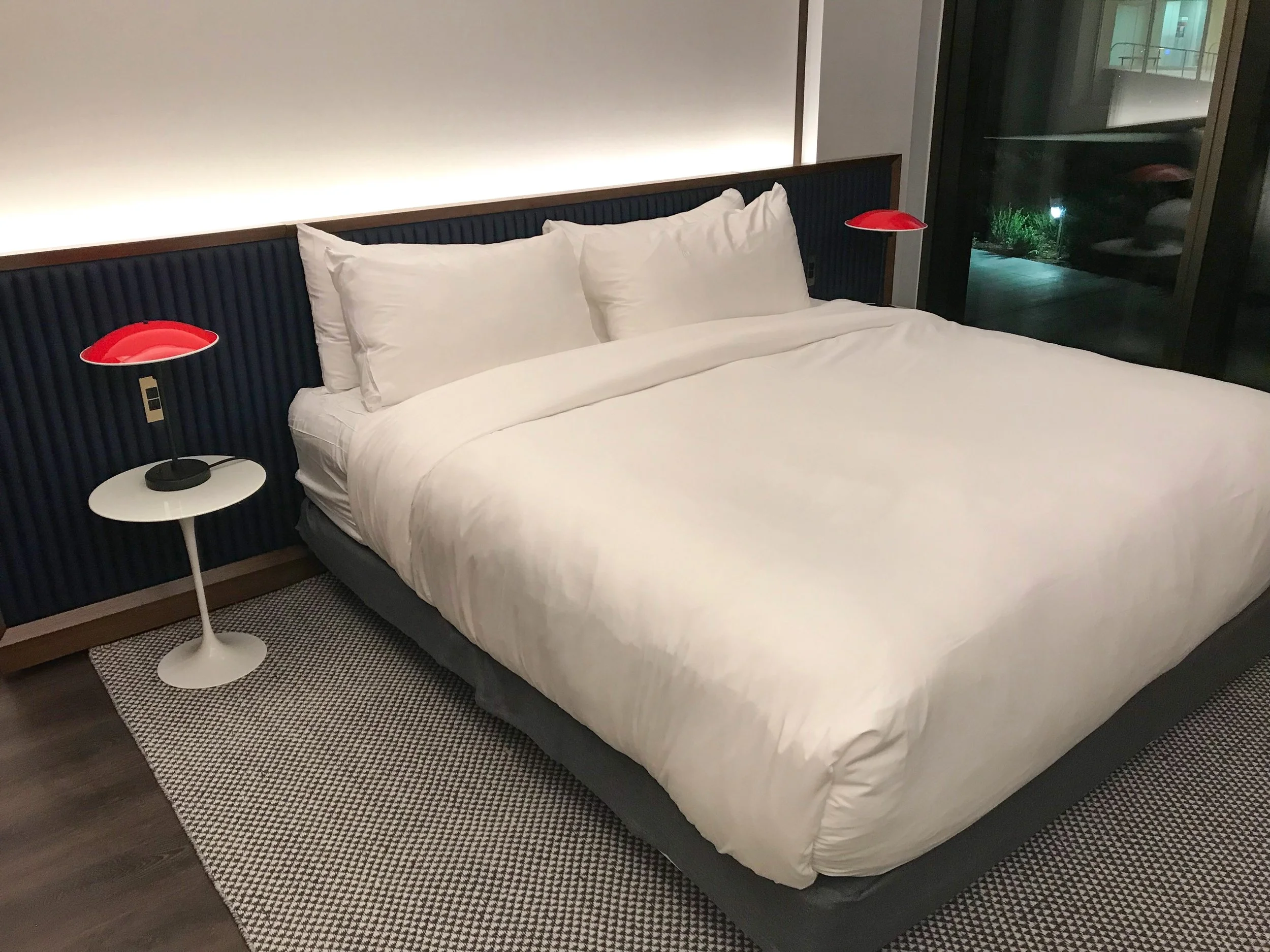 I booked a non-runway view king room. The room has a modern feel and the bed is very comfortable.