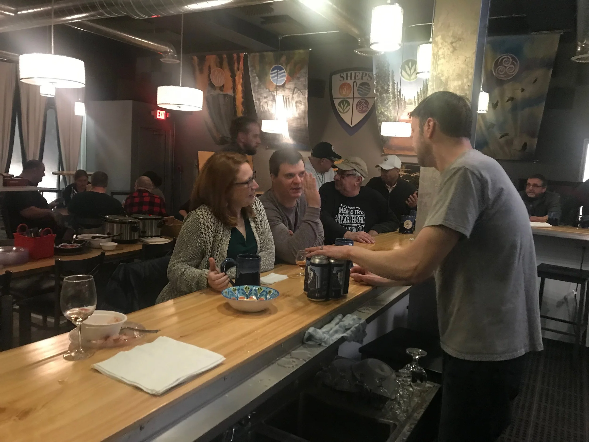 Garrett Schmoozing with Some Regulars