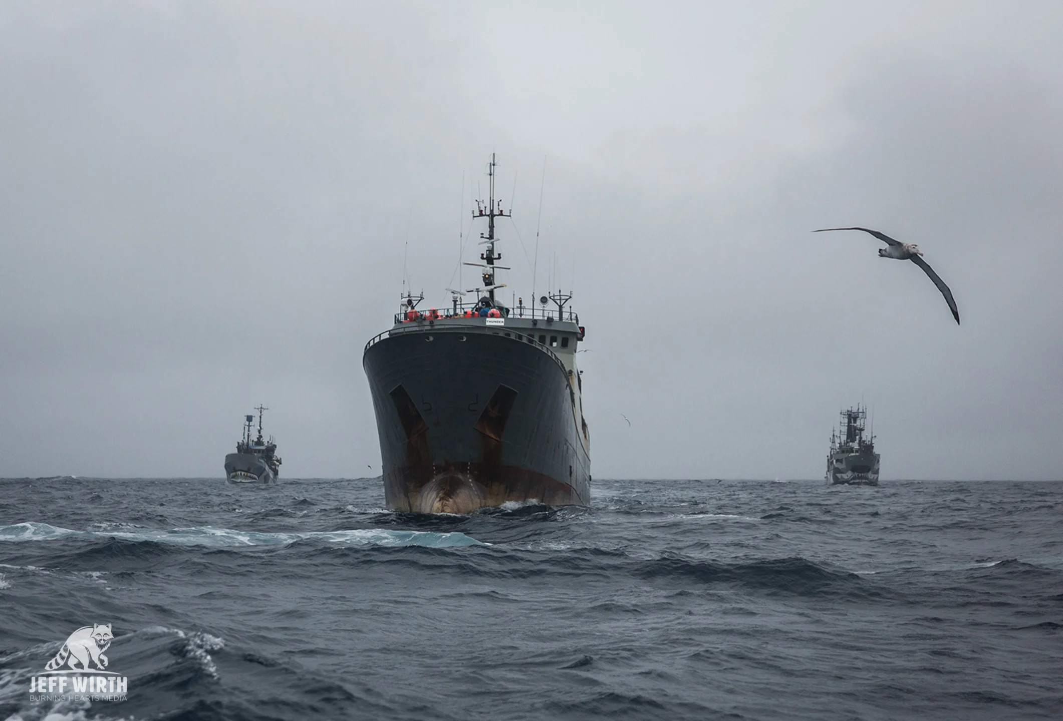 The MV Sam Simon and MV Bob Barker chase the notorious poaching vessel thunder in the longest chase in conservation history lasting 110 days.