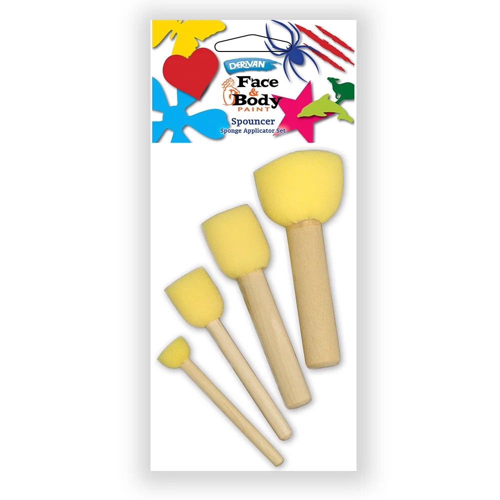Spouncer Set The Spouncer Set is an ideal accompaniment to the Stencils as they provide a simple method of dabbing as opposed to brushes. Each Spouncer has a foam dabber and a wooden handle. The set consists of 4 sizes which scale from small (1.5cm diameter) to large (5cm diameter).