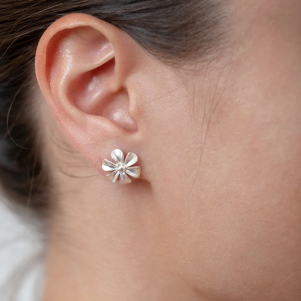 Flower Ear Studs - Silver (Large)