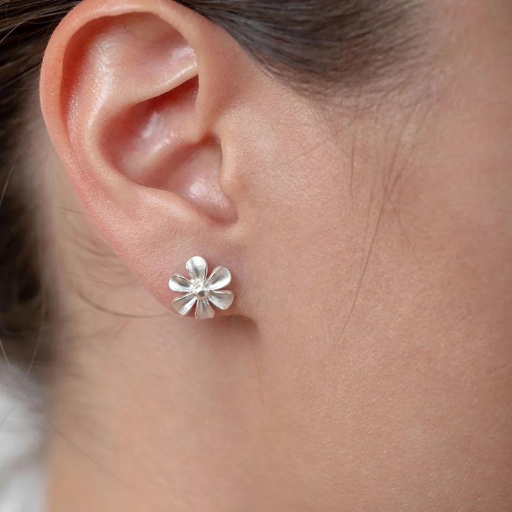 Flower Ear Studs - Silver (Medium)
