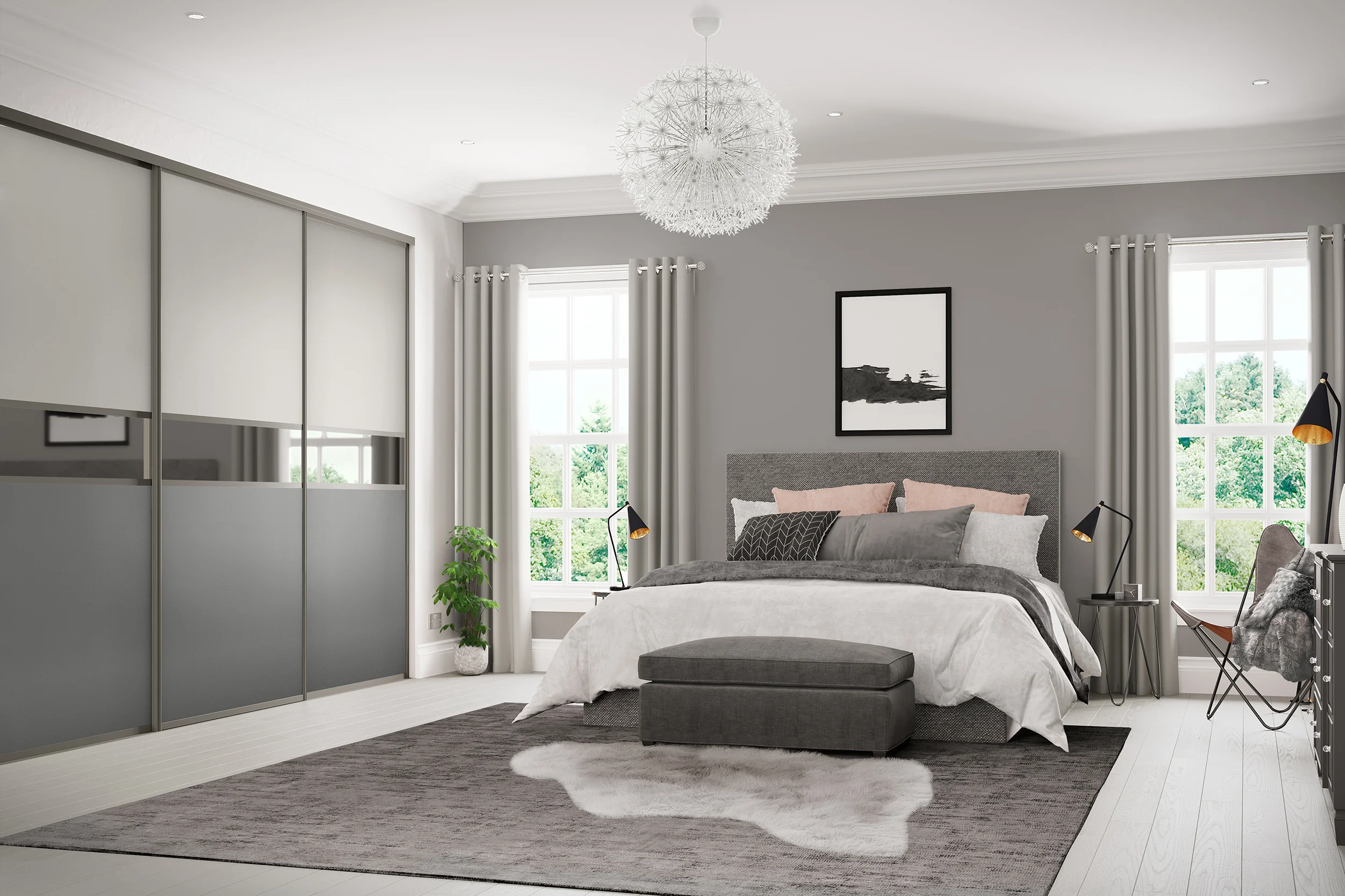 Resized Palermo Grey 101 - Light Grey and Dust Grey doors with Grey Mirror feature panels and Sardegna Graphite frame.jpg