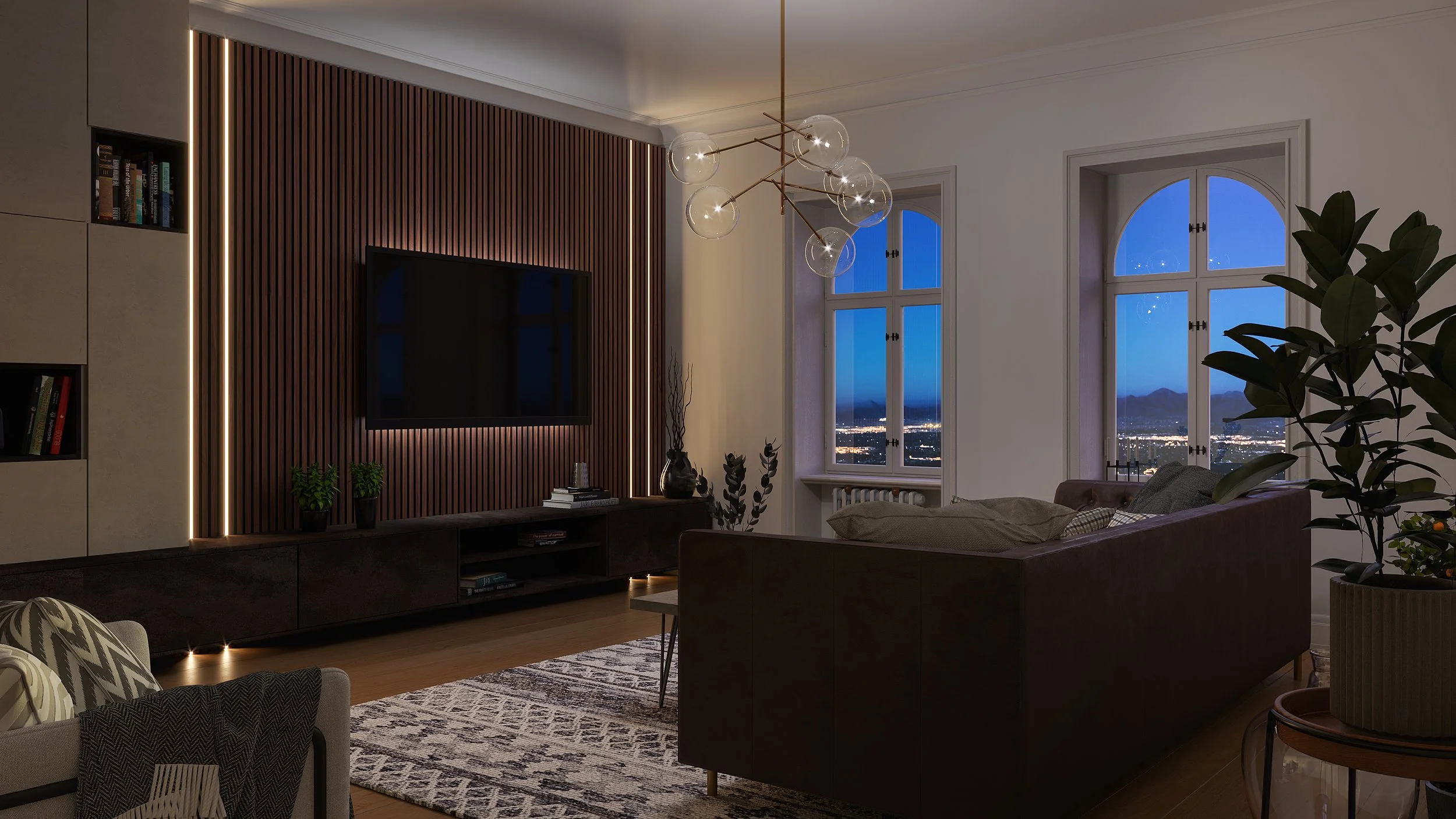 Premium Natural Walnut Media Wall with Integrated LED lighting .jpg