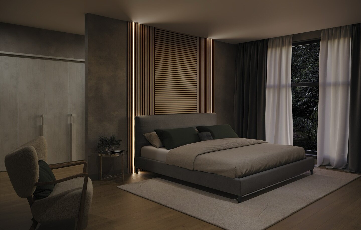 Bedroom inspo! Unmatched acoustic performance in captivating designs! 🔗 https://globaldoors.co.uk/slatwall #slatwall #slatwallpanels #homedecor #homedesign #interiordesign
