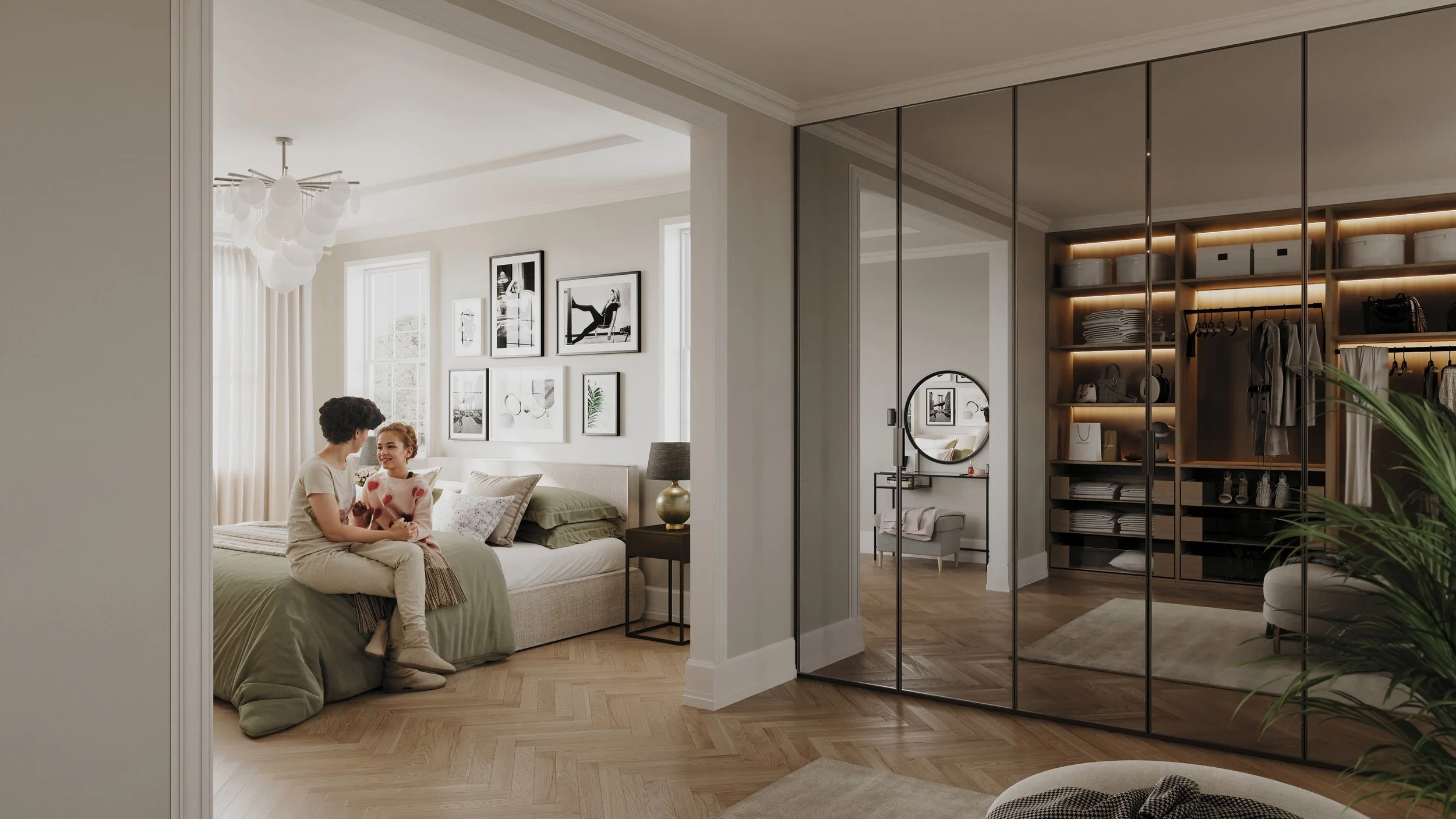 Vitro Black Framed Mirror Bedroom Doors in  Walk In dressing Room .jpg