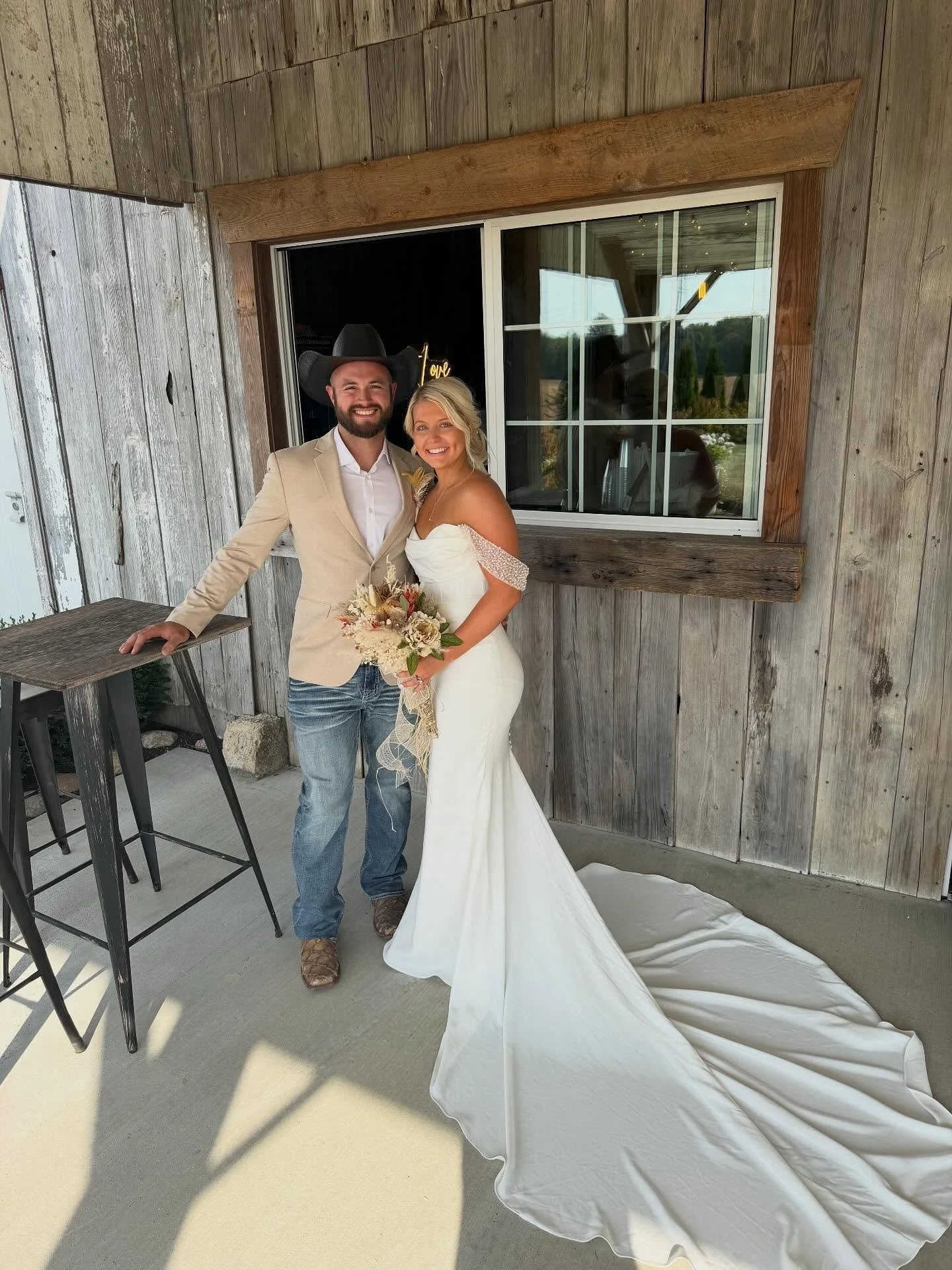 Congratulations to Mr. &amp; Mrs. Johnston! After dating for 8 years, today is your day. So happy for you and it&rsquo;s been so fun getting to know you both #thebarnonboundary #barnwedding #indiana #2025bride #fallwedding