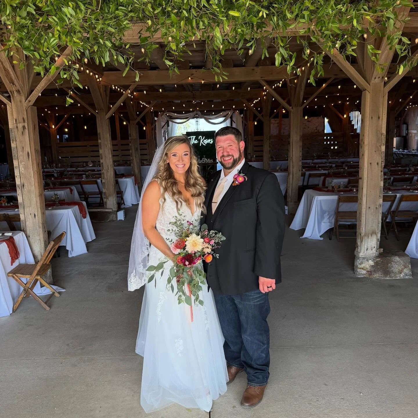 Congratulations to Mr. &amp; Mrs. Kosor! You all need to head over to our story and see their grazing table&hellip;wow! Kristin, your personalized message before walking down the aisle was perfection. #thebarnonboundary #barnweddingvenue #barnwedding