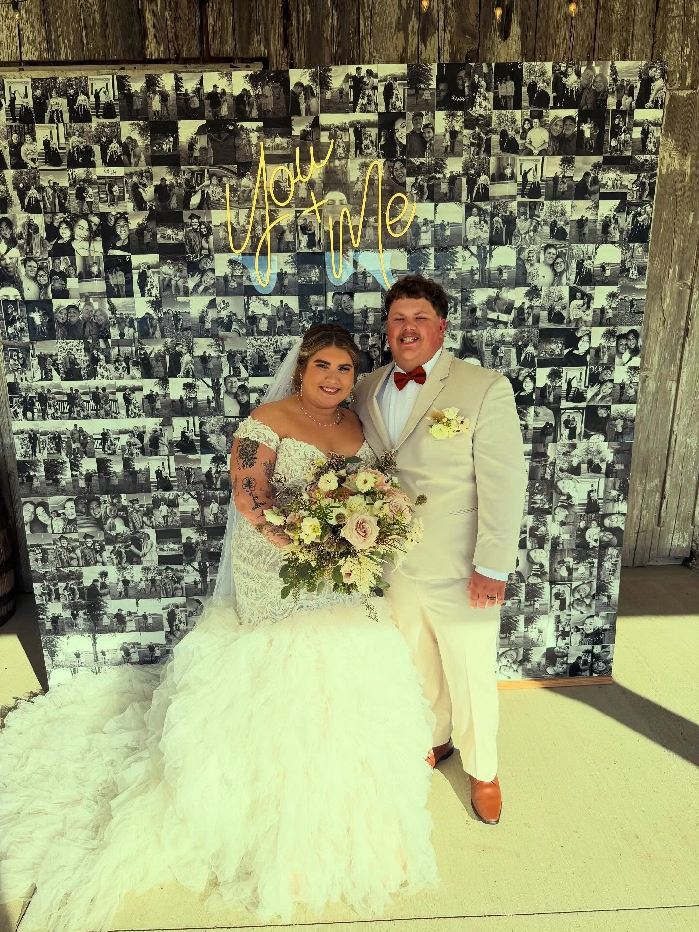 Congratulations to Mr. &amp; Mrs. Reum! We absolutely loved your photo wall and custom bar sign. Loving this fall weather #thebarnonboundary #barnwedding #indiana #fallwedding