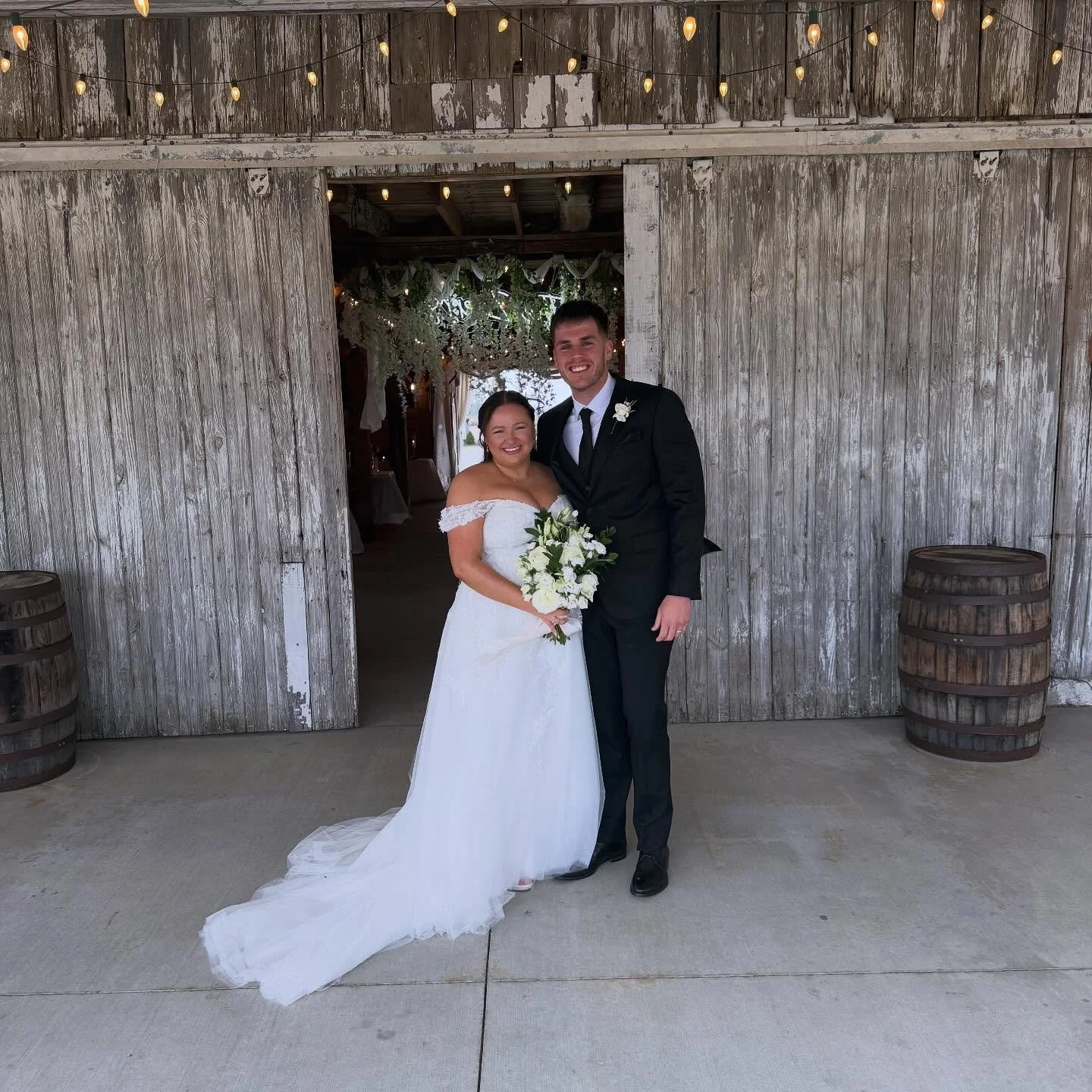 Congratulations to Mr. &amp; Mrs. Zaerr! We all loved your table decor and candlelight throughout the barn today. Check out our story for more from today! #thebarnonboundary #barnwedding #indiana #octoberbride