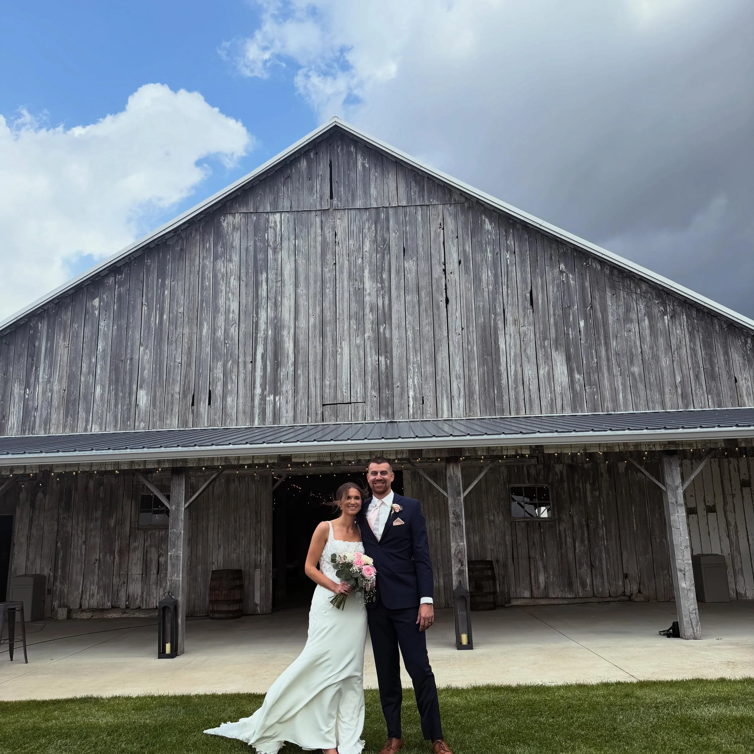 Congratulations to Mr. &amp; Mrs. Miller! Love was in the air, and the skies put on a show but rain held off for us today 🤗 #thebarnonboundary #barnweddingvenue #indiana #midwestbride