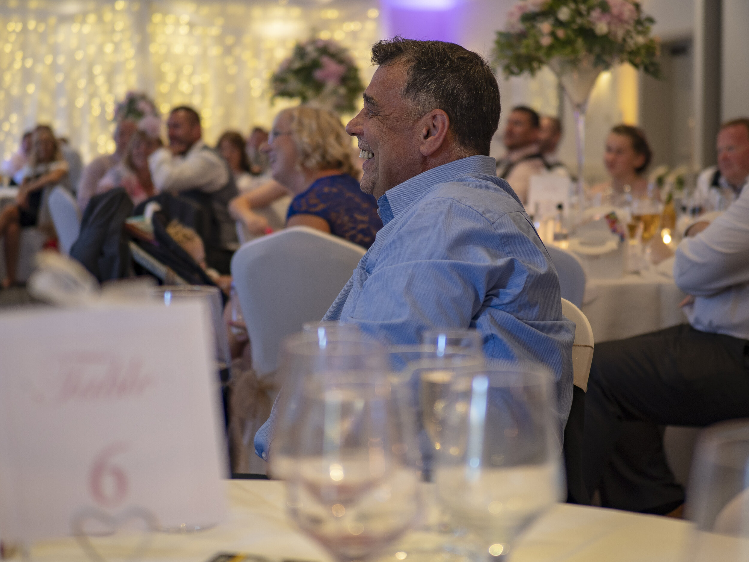 Wedding guest at a reception