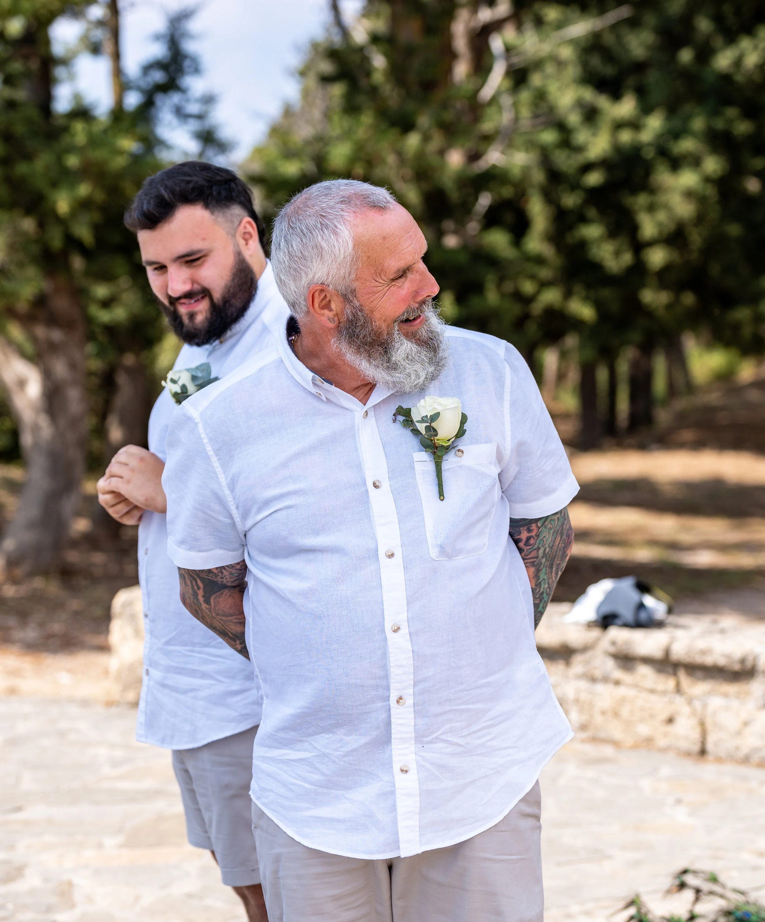 Grrom and best man waiting for the bride to arrive captured in a documentary candid style
