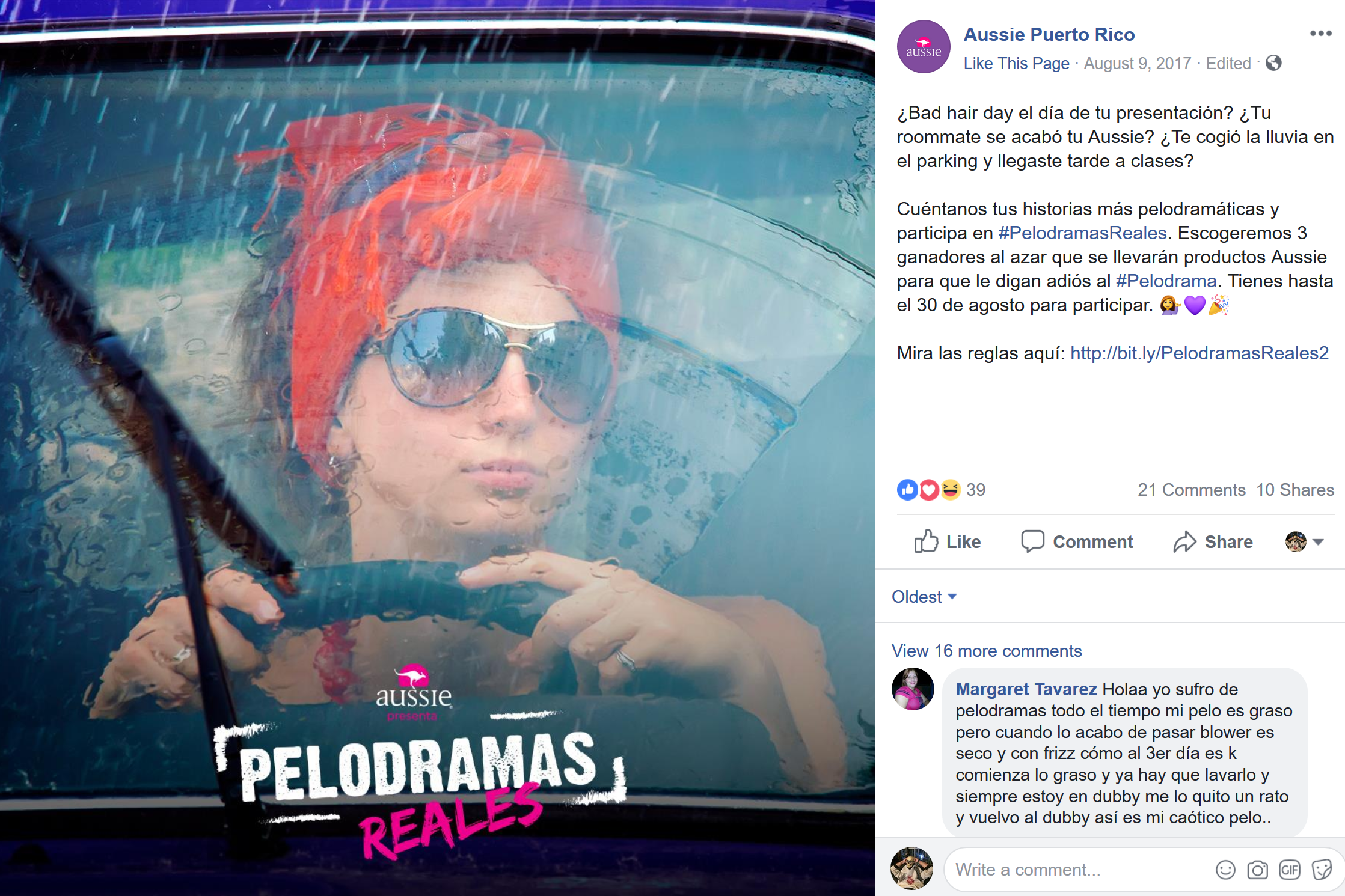  Hair drama or “Pelodrama” is a real thing, and Aussie is here to help. Launching a new brand on Puerto Rico’s market was the challenge. We needed to show the real repercussions of rain, wind, or humidity in the life of real women.  So, we took to so