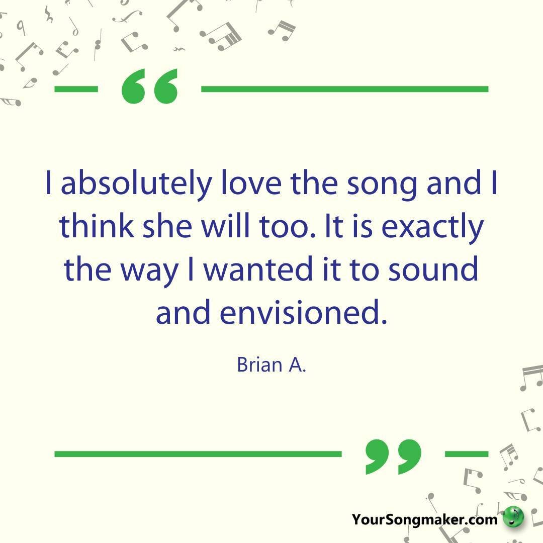 What our clients are saying means the world to us. Just as much as your story means to you!

Check us out today: www.yoursongmaker.com

#songwriting #songlyrics #lyricwriting #customsong #clientappreciation #clienttestimonial #clientthanks #lyricwrit