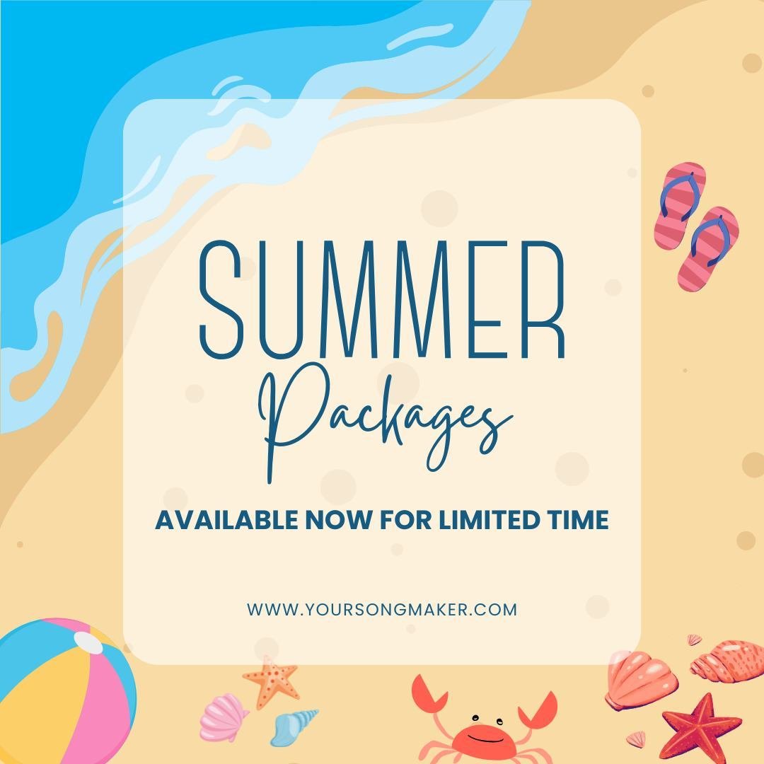 Summer Packages are here! ☀️

Shop while they're still available. Here for limited time! 🏖️

Check out our site to shop🌊

www.yoursongmaker.com

 #SummerPackages #LimitedTimeOffer #SummerShopping #BeachVibes #SummerDeals #VacationEssentials #Summer