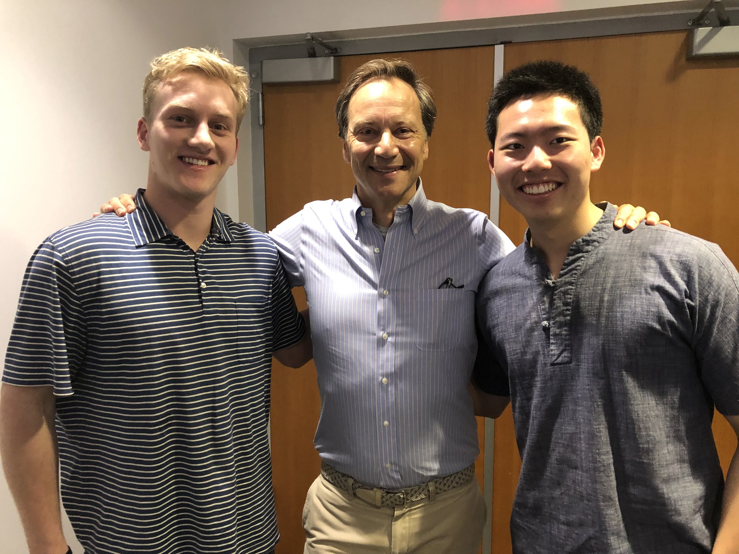 Our team members George Baughan (left) and Tiger Gao (right) with Mr. Mummert