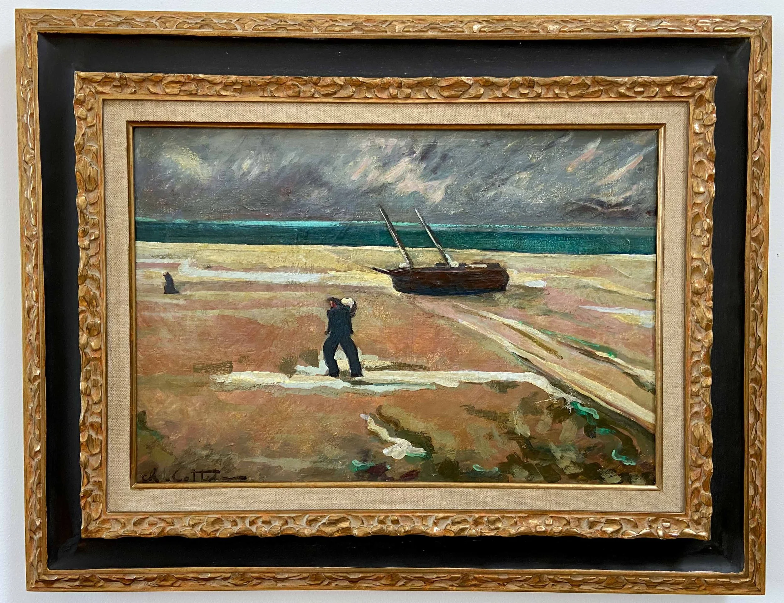 Charles Cottet. Pêcheurs fuyant l'orage. Camaret. Peinture bretonne