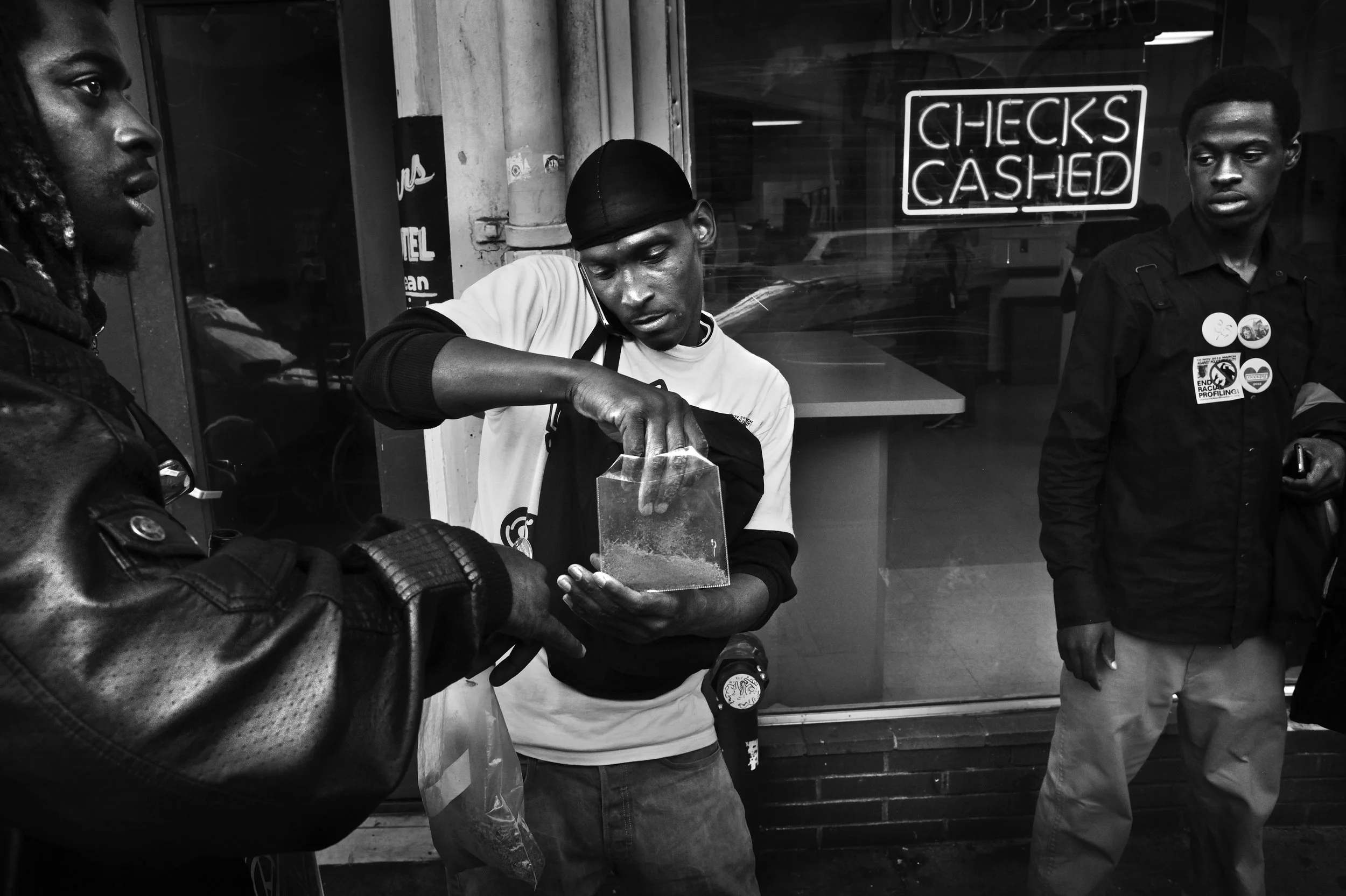  Shanon, center, in the streets of downtown Oakland, California. 