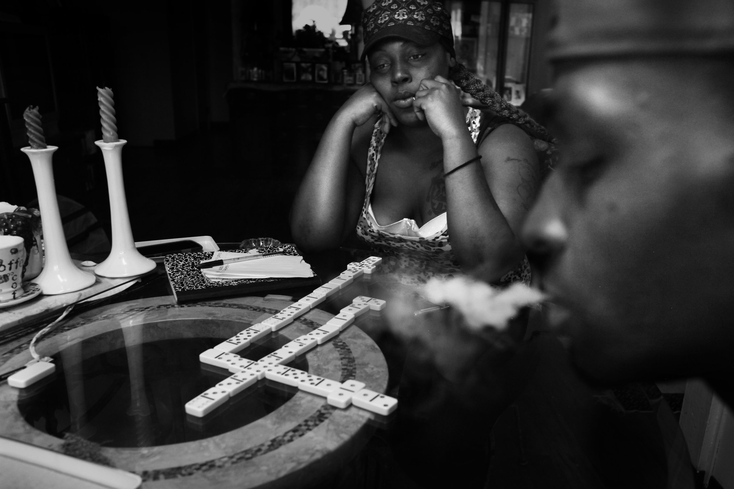  Shanon with his partner Jamesha at Jamesha's mother's house. After his relationship with his daughter mother dissipated, Shanon started a relationship with Jamesha. 