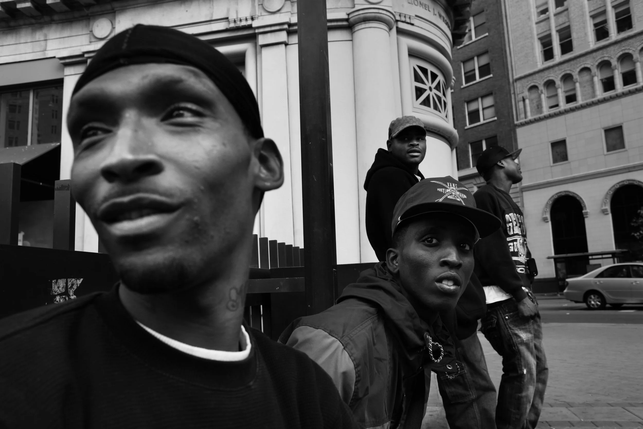  Shanon with friends in the streets of downtown Oakland. 
