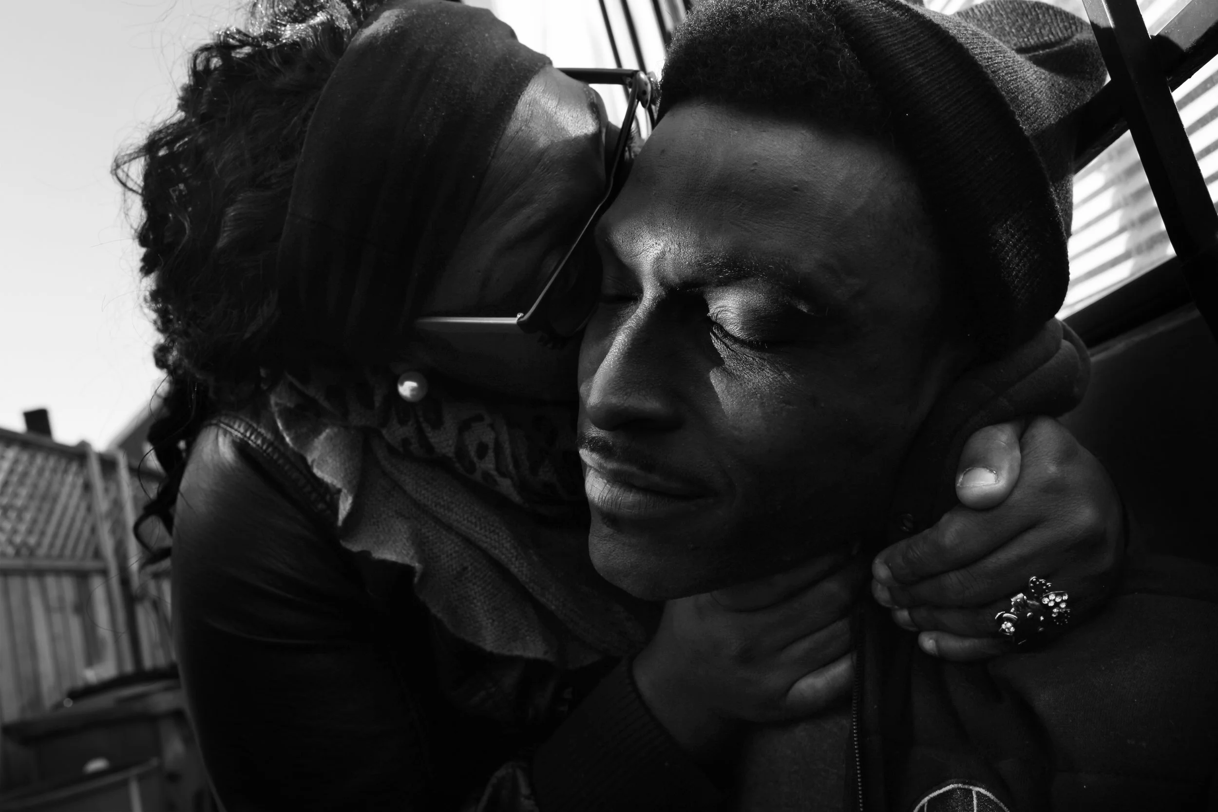  A tender moment between Shanon and Jamesha at a drug rehab center where they check themselves in with the goal to get clean. 