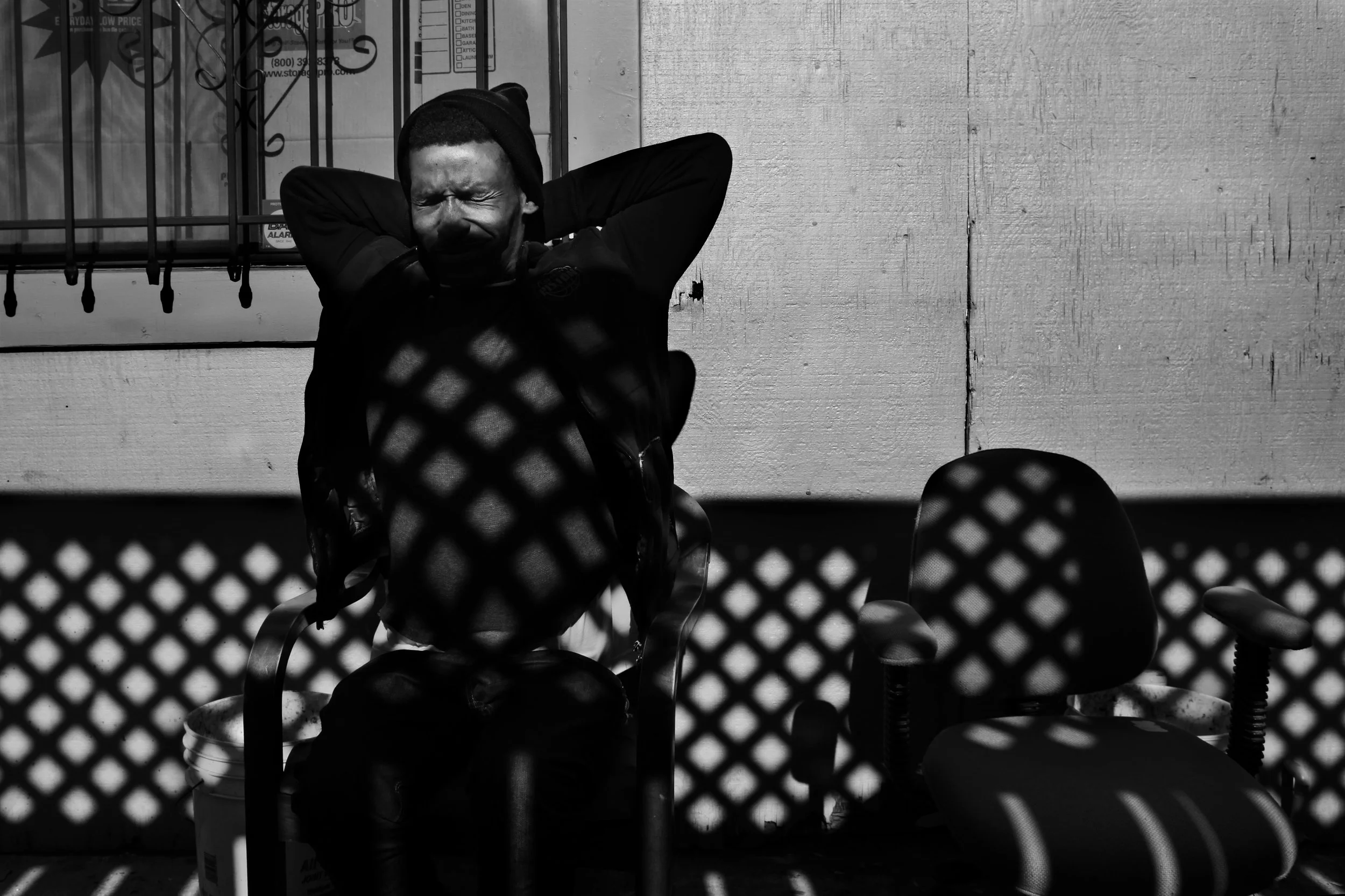  Shanon in the backyard of a drug rehab program. 