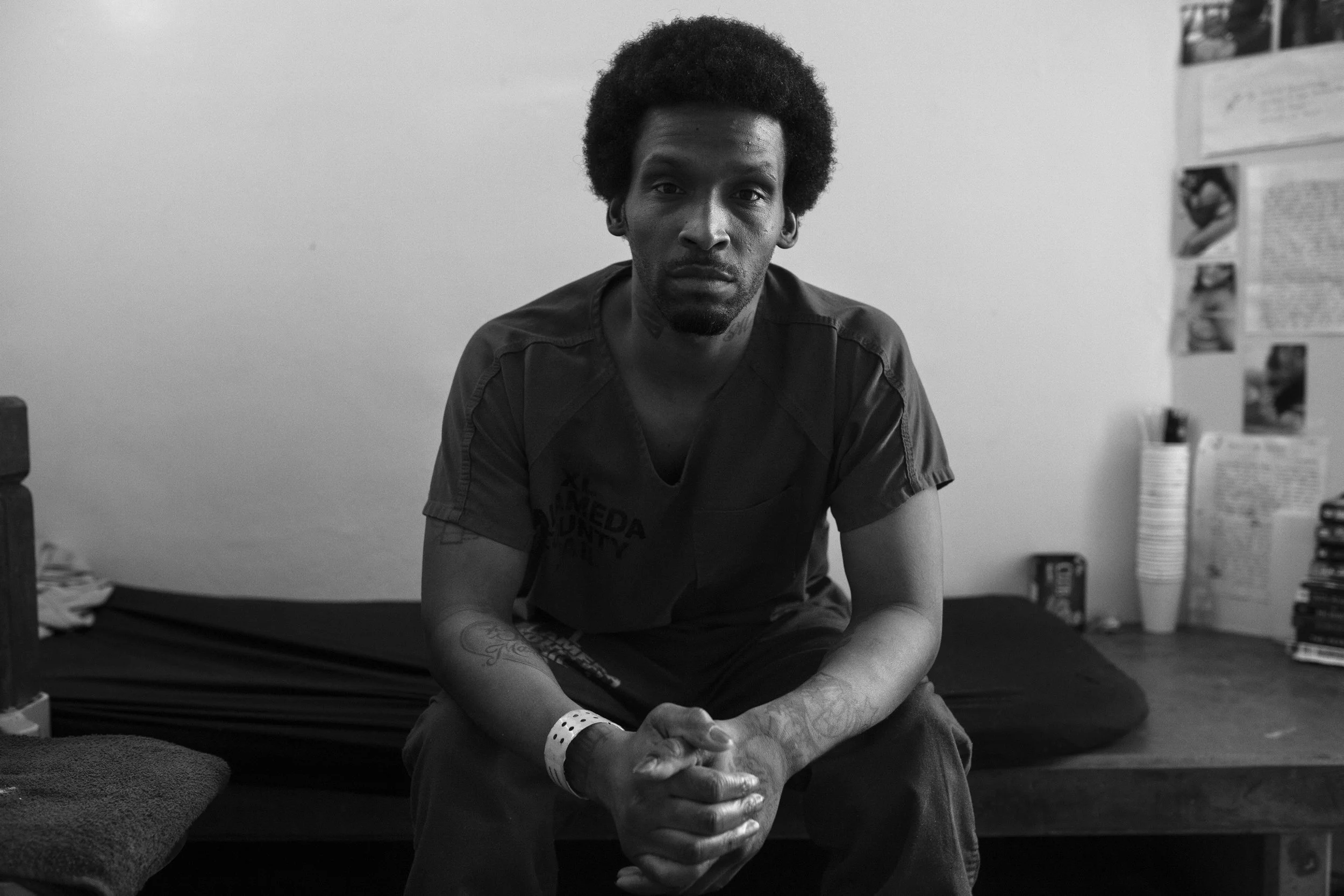  Shanon sits for a portrait in his cell at the Glen Dyer detention facility in downtown Oakland. 