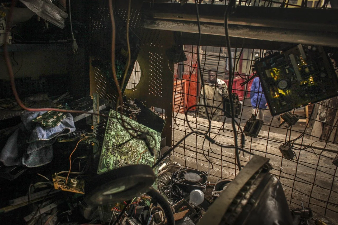  A informal electronics market in Nairobi Kenya on June 24th 2013. As a country, Kenya has embraced Information and Communications Technology politically, economically and socially. With a mobile phone penetration rate of over 60%, Kenya strives to b