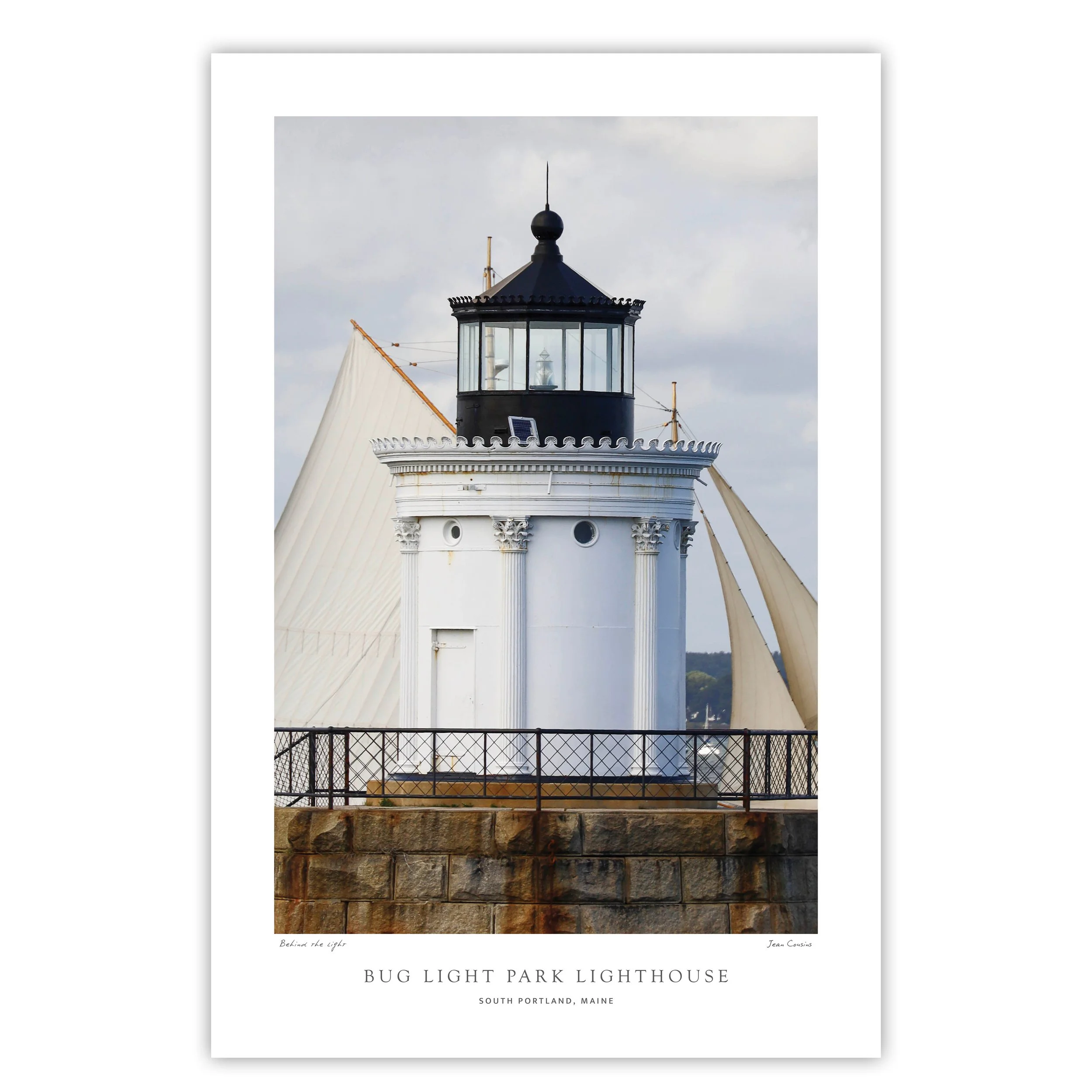 Print - "Behind the Light": Photograph by Jean Cousins - Bug Light Park Lighthouse, South Portland, Maine
