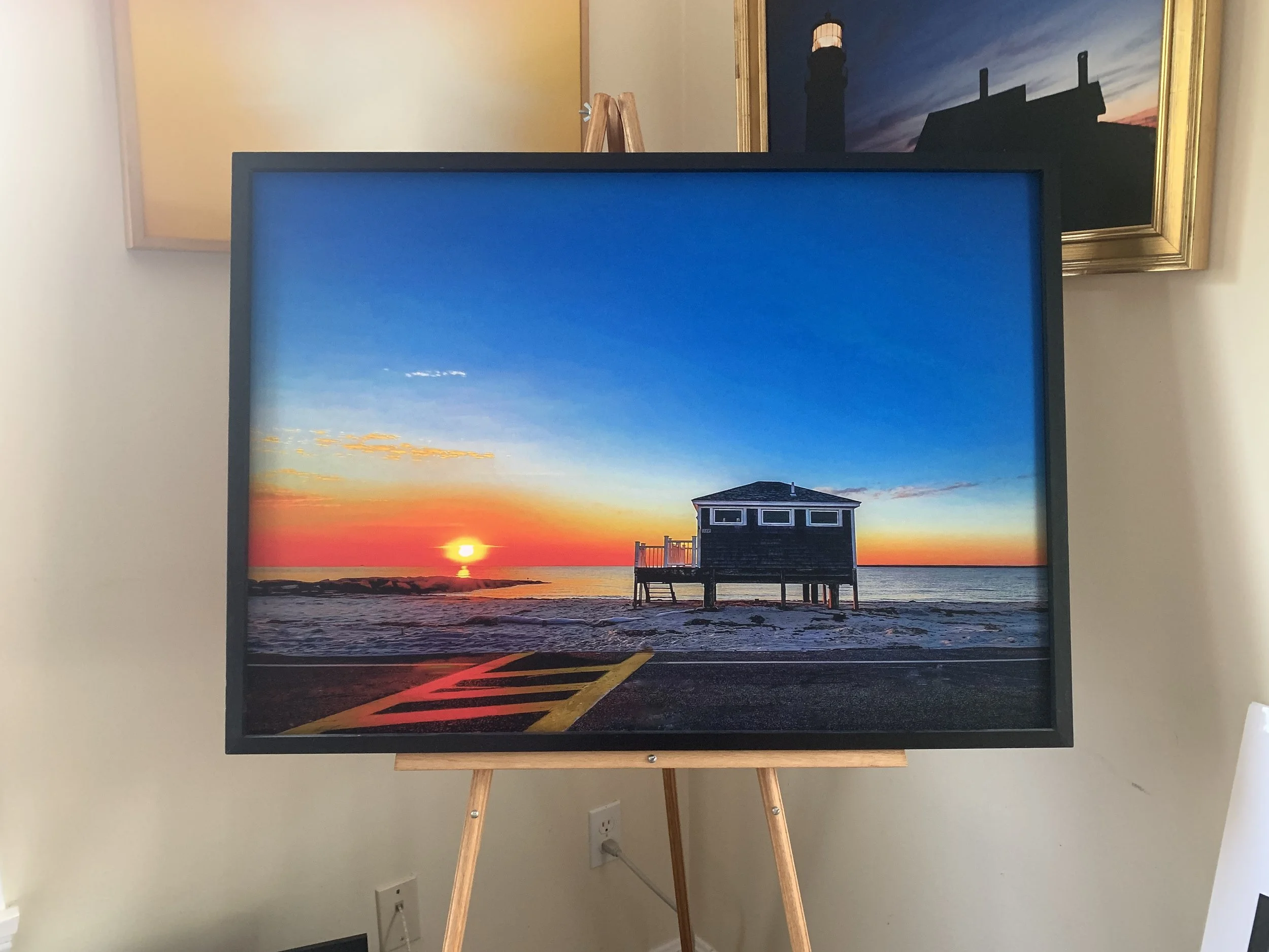 The Sun sets on so Much by Kathleen Casey. 24x34 pigment ink print on archival paper. Pressed in a black shadow box frame by stretched canvas. $400