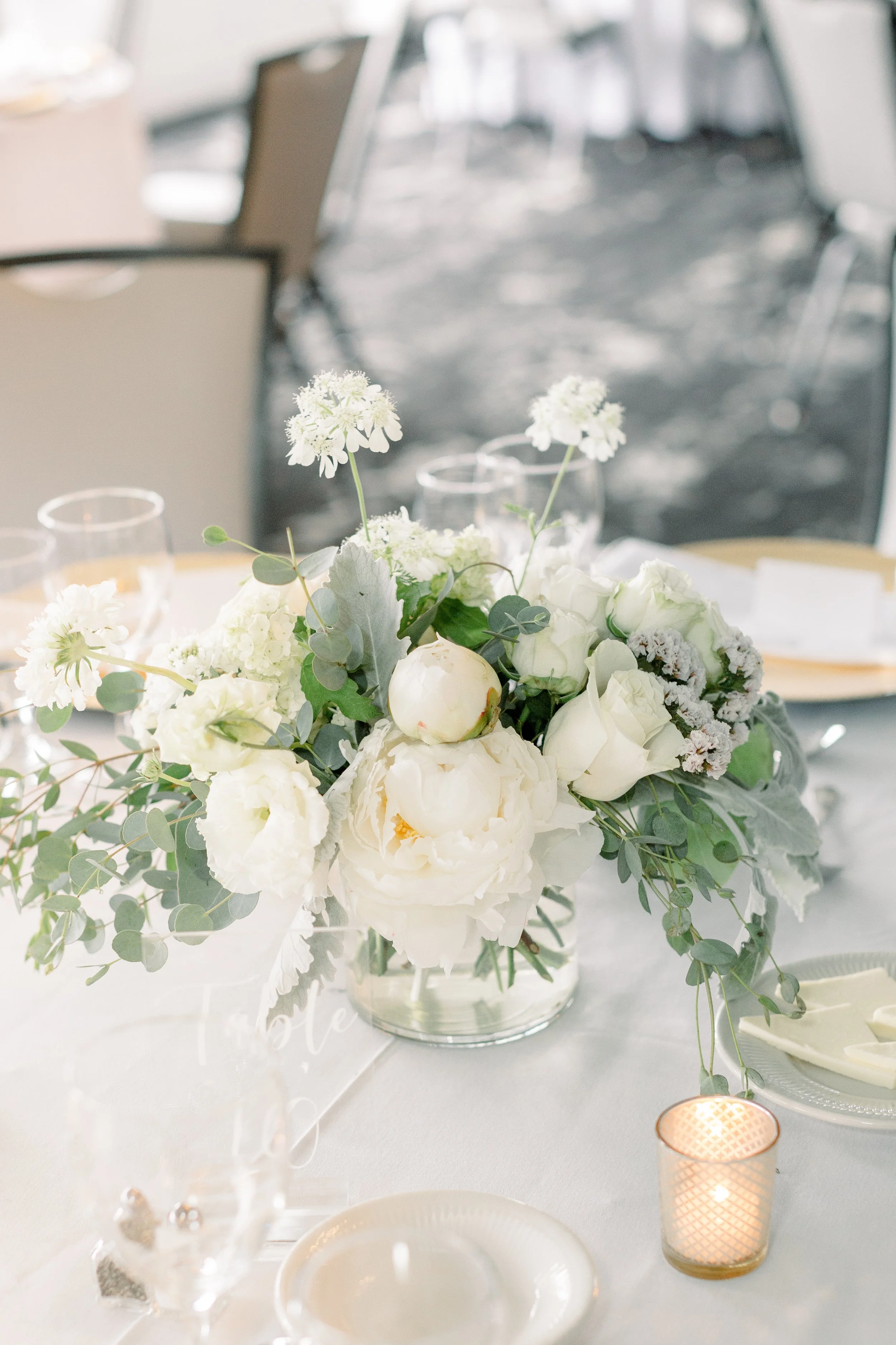 Low and Lush Centerpiece- Sage & Cream