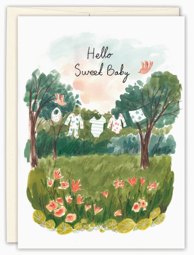 Clothesline Baby Greeting Card