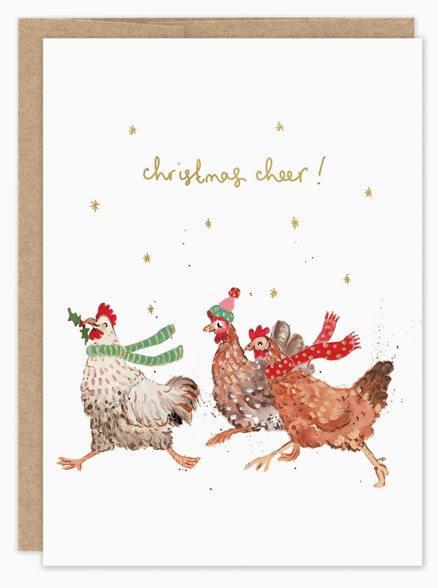 Chickens Christmas Cheer Holiday Greeting Card
