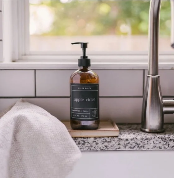 Apple Cider - 16 oz Amber Glass Soap - Handmade - Hand Wash