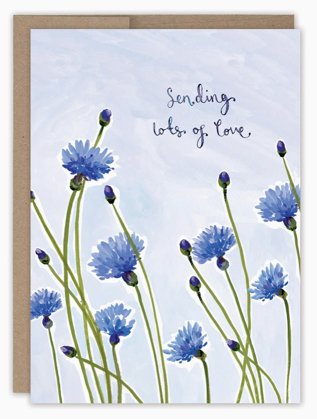 Cornflowers Sending Love Sympathy Greeting Card