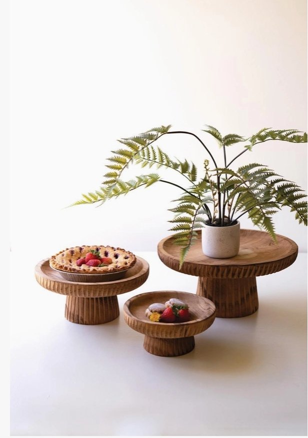 Etched Wood Serving Stands