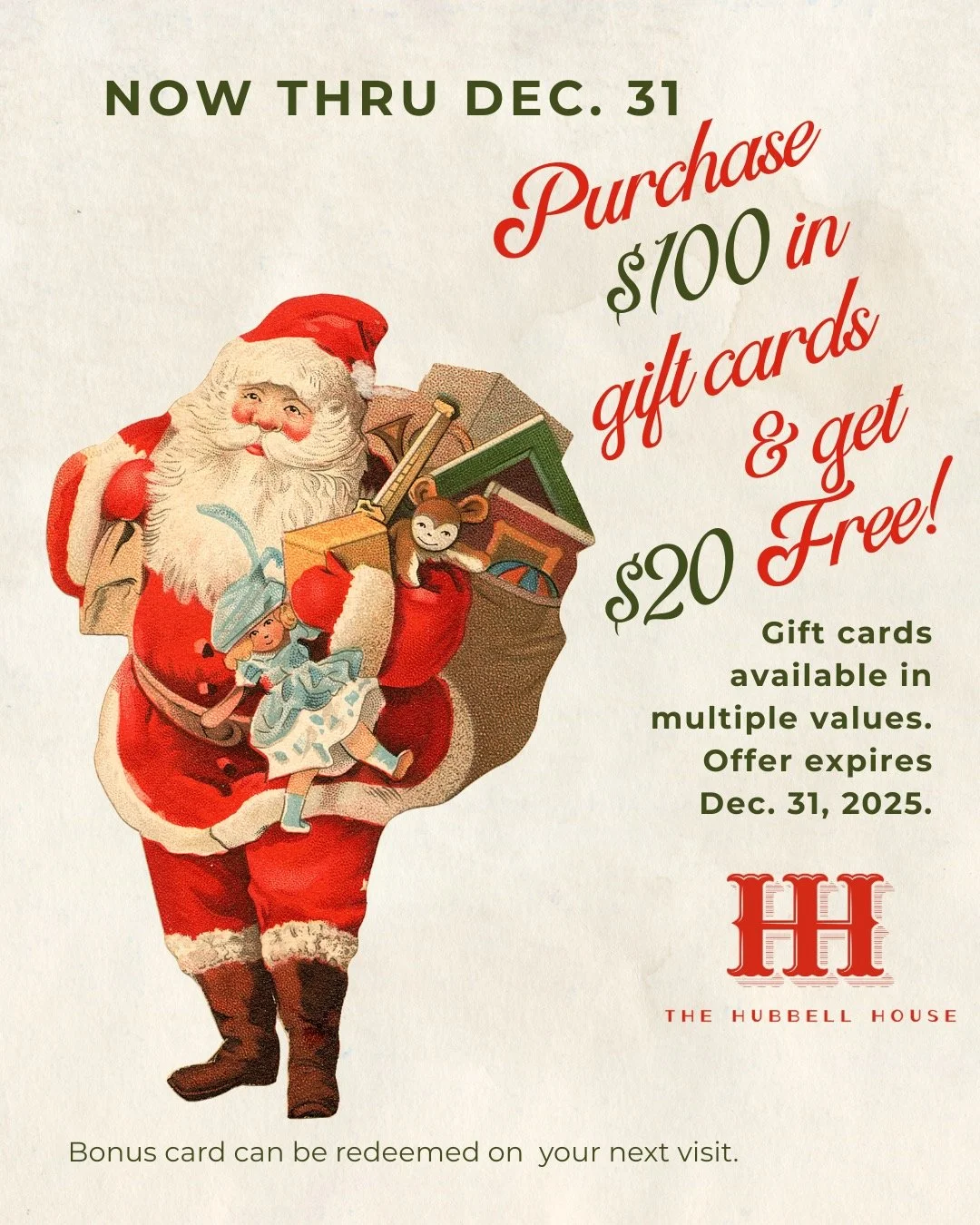 ❄️It's Small Business Saturday!❄️
Start your holiday shopping early with Hubbell House Gift Cards!🎁