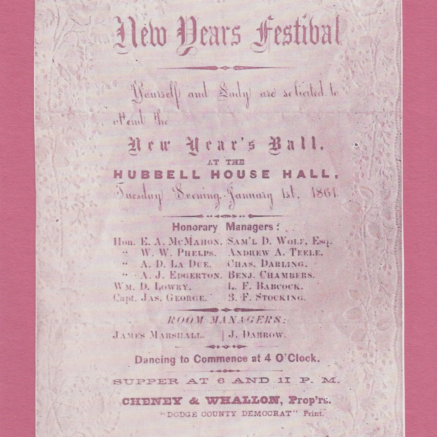 Check out this 'Hubbell House Hall' New Year's Eve Ball invitation from 1861!

Hope to see many of you tonight! Have fun, be safe and cheers to 2026!🍾🥂✨