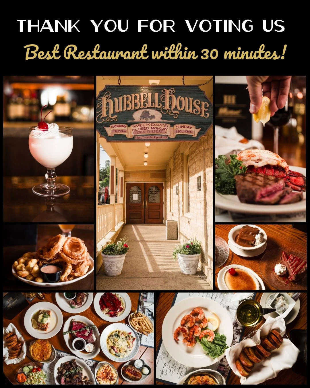 Thank you for voting for us #1 in Rochester Magazine's "Best Restaurant within 30 Minutes!" 🏆