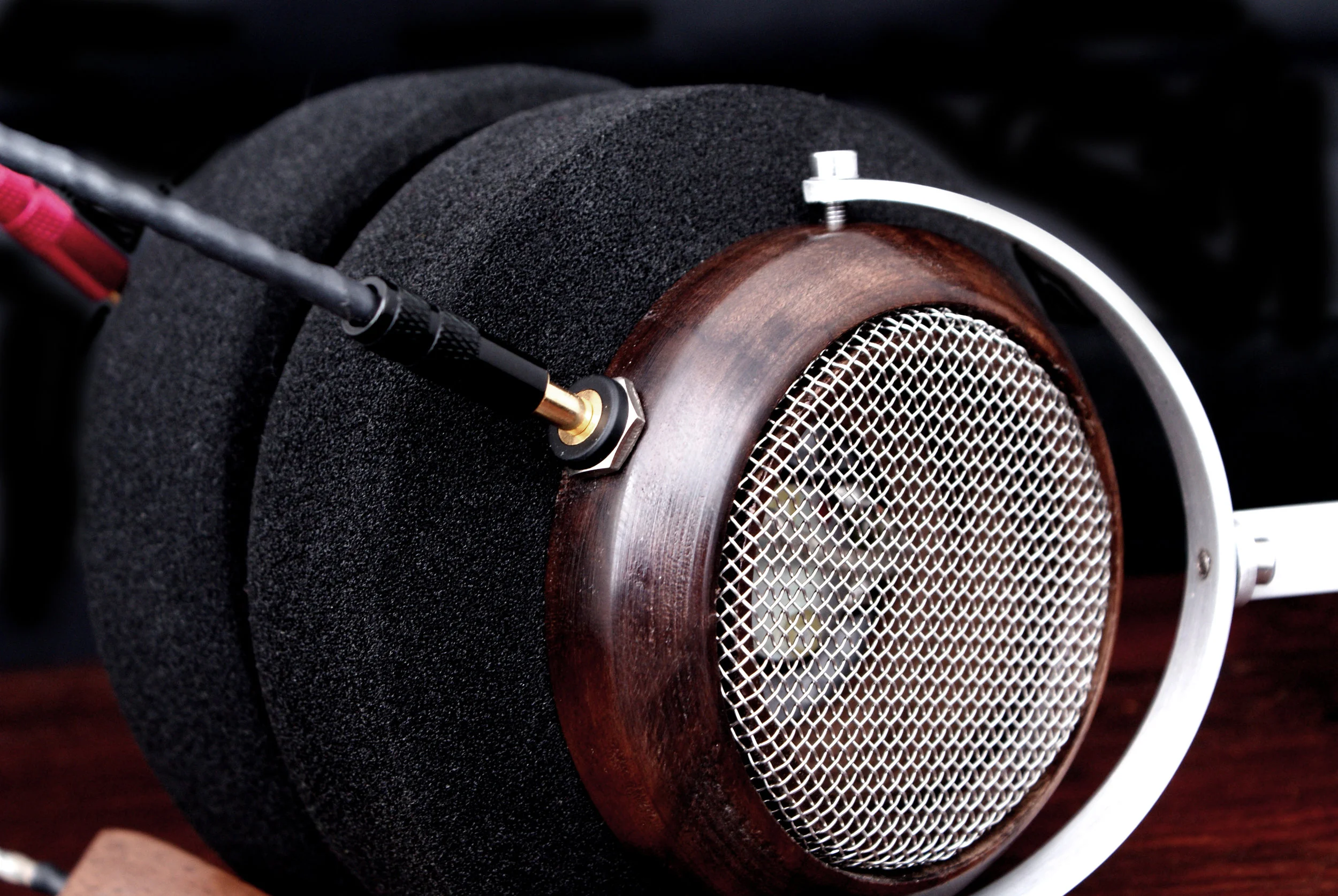 Hyland Saturn One Headphones, close up of cup, driver and left connector