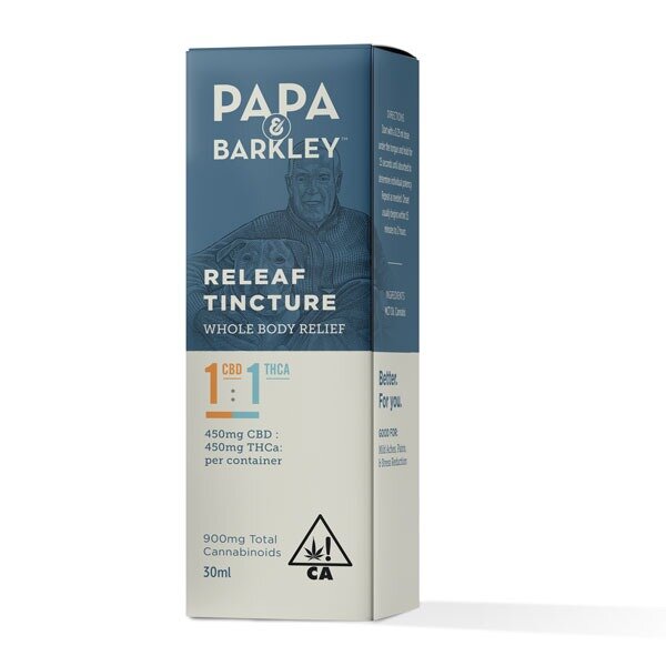 Papa & Barkley Releaf 1:1 CBD:THCa Tincture |  Click to shop.