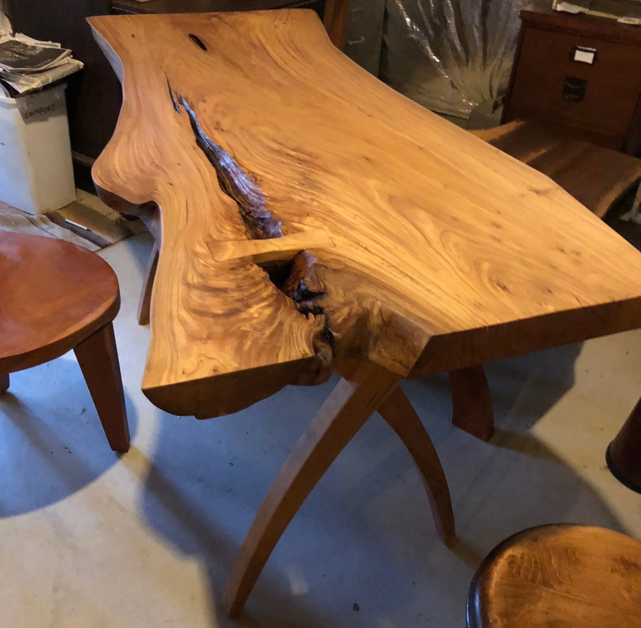 White Walnut Scissor Table by Gary Stiewing.